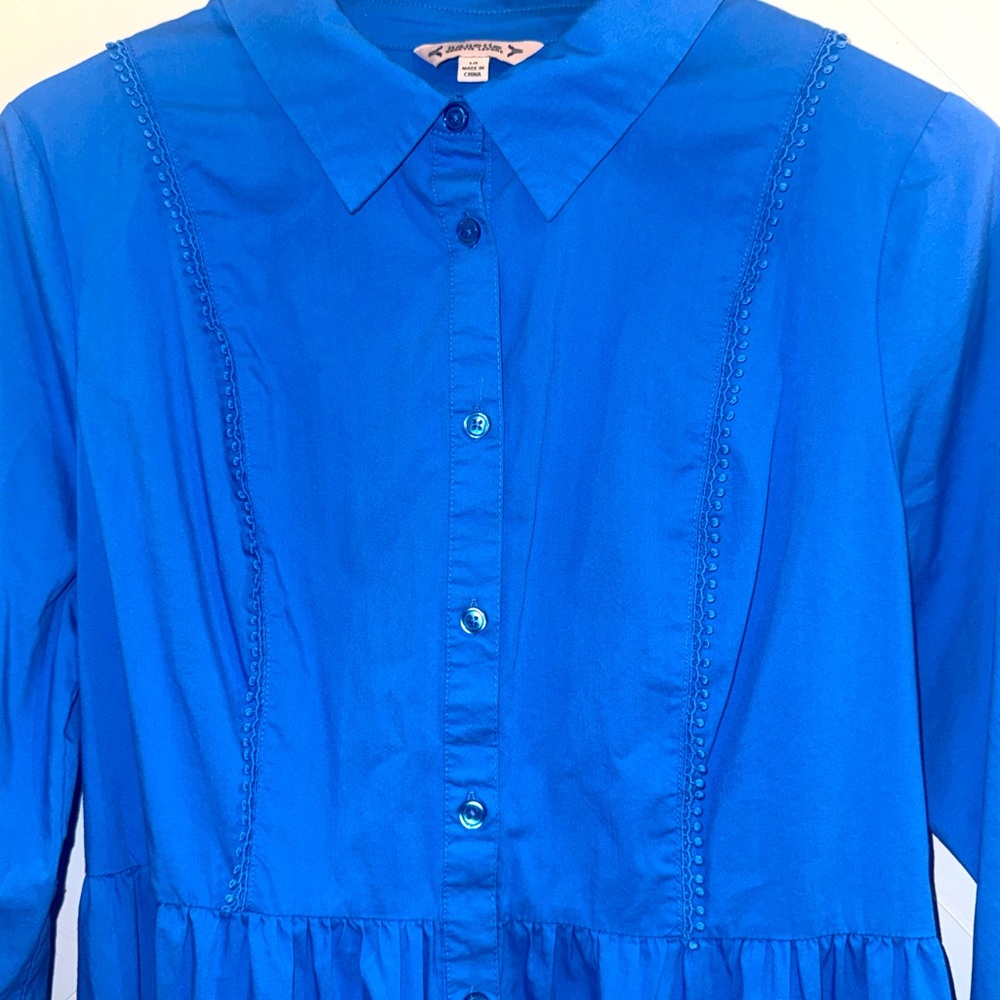 Nanette Lepore Shirt Midi Dress crochet Lace poplin 14 polished preppy classic - Picture 6 of 12